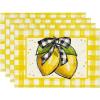 Artoid Mode Yellow Buffalo Plaid Lemon Placemats for Dining Table, 12 x 18 Inch Summer Seasonal Decoration Rustic Washable Table Mats Set of 4