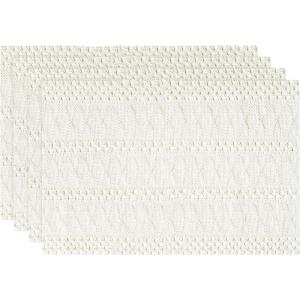 Artoid Mode Beige Farmhouse Woven Rustic Hollow Placemats Set of 4,12×18 Inch Seasonal Holiday Table Mats Party Kitchen Dining Decoration(Beige)