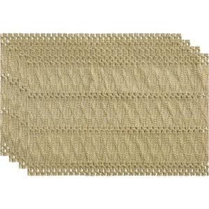 Artoid Mode Beige Farmhouse Woven Rustic Hollow Placemats Set of 4,12×18 Inch Seasonal Holiday Table Mats Party Kitchen Dining Decoration(Burlap Brown)