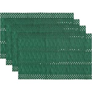 Artoid Mode Beige Farmhouse Woven Rustic Hollow Placemats Set of 4,12×18 Inch Seasonal Holiday Table Mats Party Kitchen Dining Decoration(Dark Green)