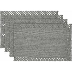 Artoid Mode Beige Farmhouse Woven Rustic Hollow Placemats Set of 4,12×18 Inch Seasonal Holiday Table Mats Party Kitchen Dining Decoration(Dark Grey)