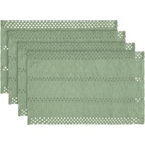 Artoid Mode Beige Farmhouse Woven Rustic Hollow Placemats Set of 4,12×18 Inch Seasonal Holiday Table Mats Party Kitchen Dining Decoration(Light Green)