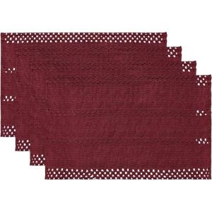 Artoid Mode Beige Farmhouse Woven Rustic Hollow Placemats Set of 4,12×18 Inch Seasonal Holiday Table Mats Party Kitchen Dining Decoration(Red)