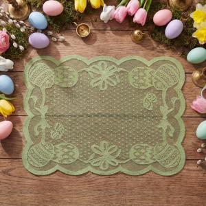 Artoid Mode Blue Eggs Lace Easter Placemats Set of 4, 12×18 Inch Table Mats for Wedding Anniversary Party Dining Table Decoration(Green)