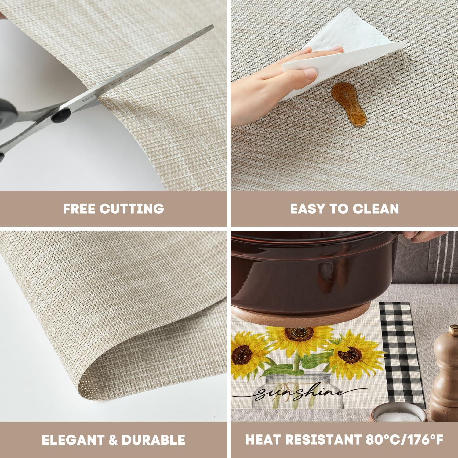 image:imageArtoid Mode Buffalo Plaid Sunflower Vase Spring Placemats Set of 4 12x18 Inch Seasonal Holiday Table Mats for Party Kitchen Dining Decoration