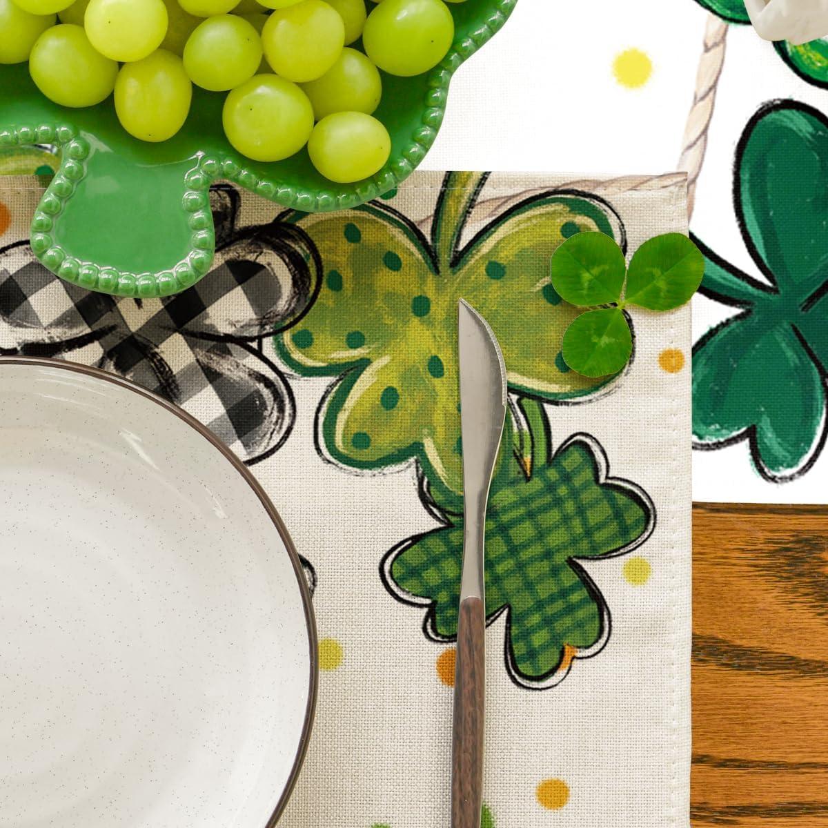 image:imageArtoid Mode Gnome Lucky Charm Lucky St Patricks Day Placemats Set of 4 12x18 Inch Seasonal Spring Table Mats for Party Kitchen Dining Decoration