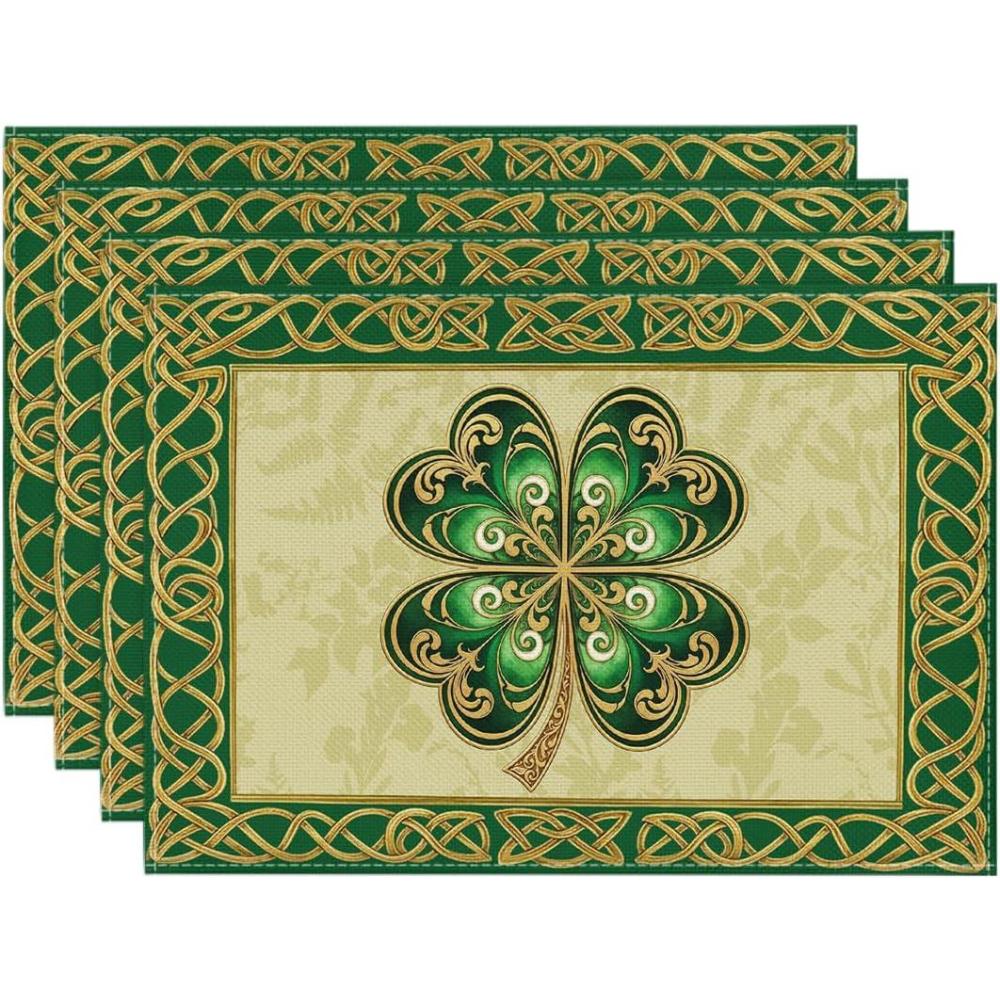 image:imageArtoid Mode Celtic Knot Shamrock St Patricks Day Placemats Set of 4 12x18 Inch Seasonal Spring Table Mats for Party Kitchen Dining Decoration