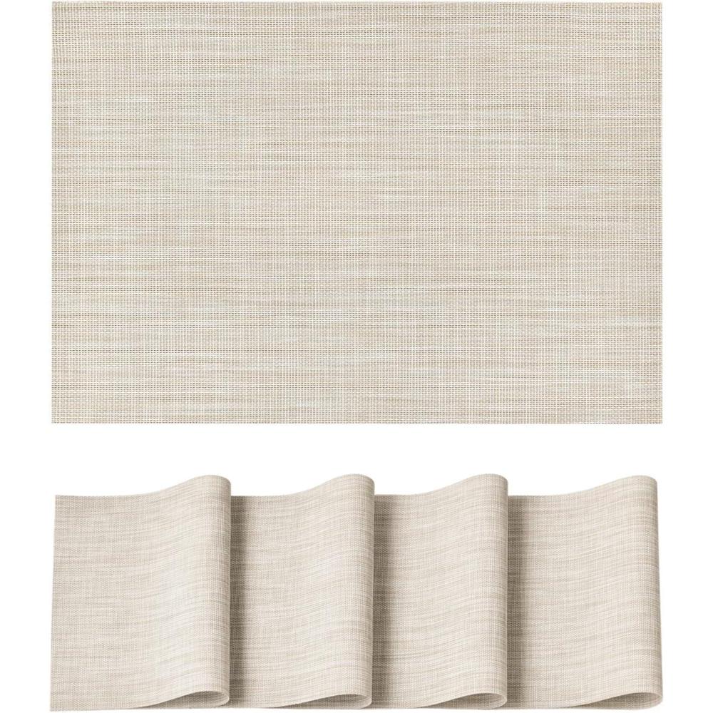 image:imageArtoid Mode Pink Vinyl Placemats Set of 4 Washable Heat Resistant NonSlip Plastic PVC Place Mats for Farmhouse Holiday Party Dining DecorDbeige