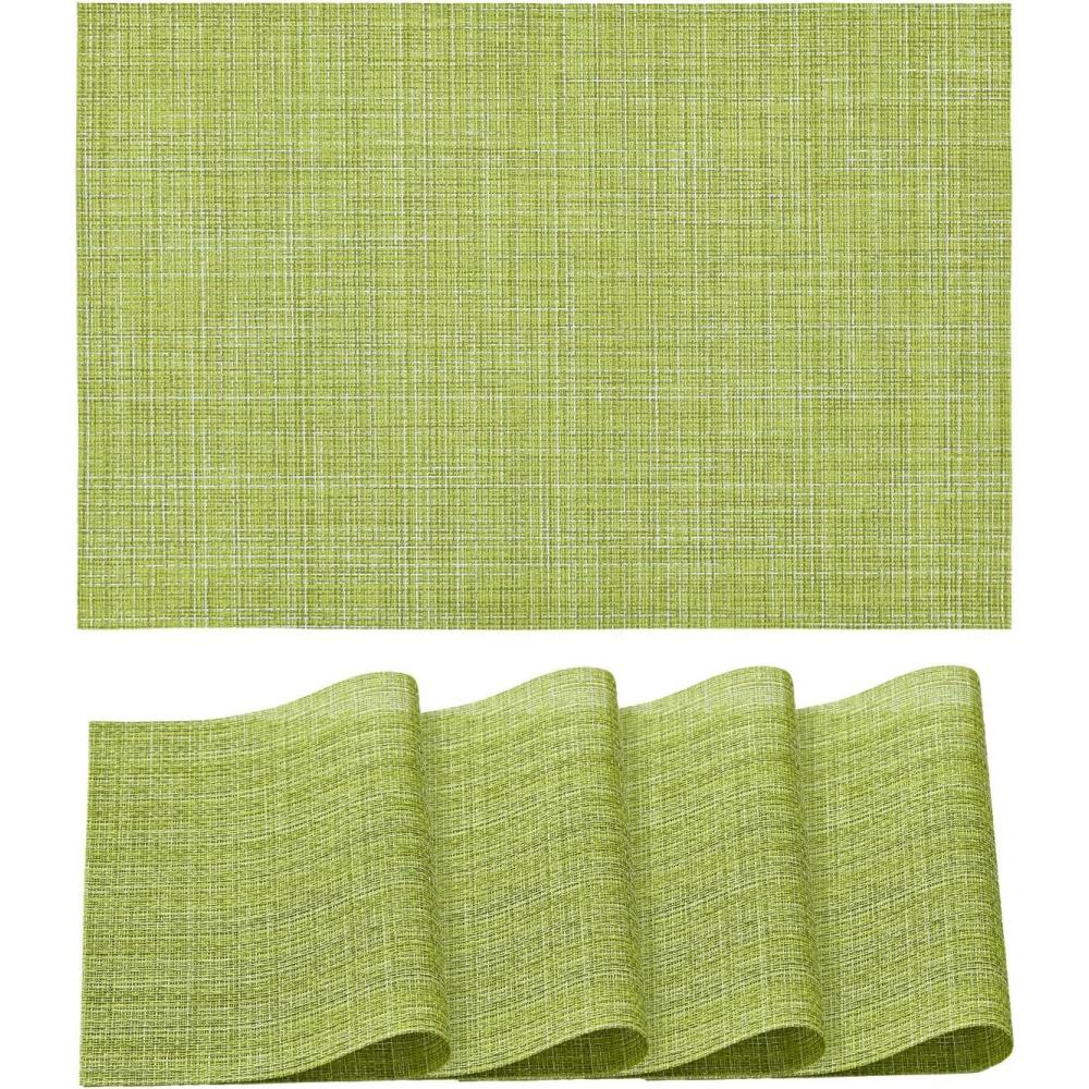 image:imageArtoid Mode Pink Vinyl Placemats Set of 4 Washable Heat Resistant NonSlip Plastic PVC Place Mats for Farmhouse Holiday Party Dining DecorLight Green