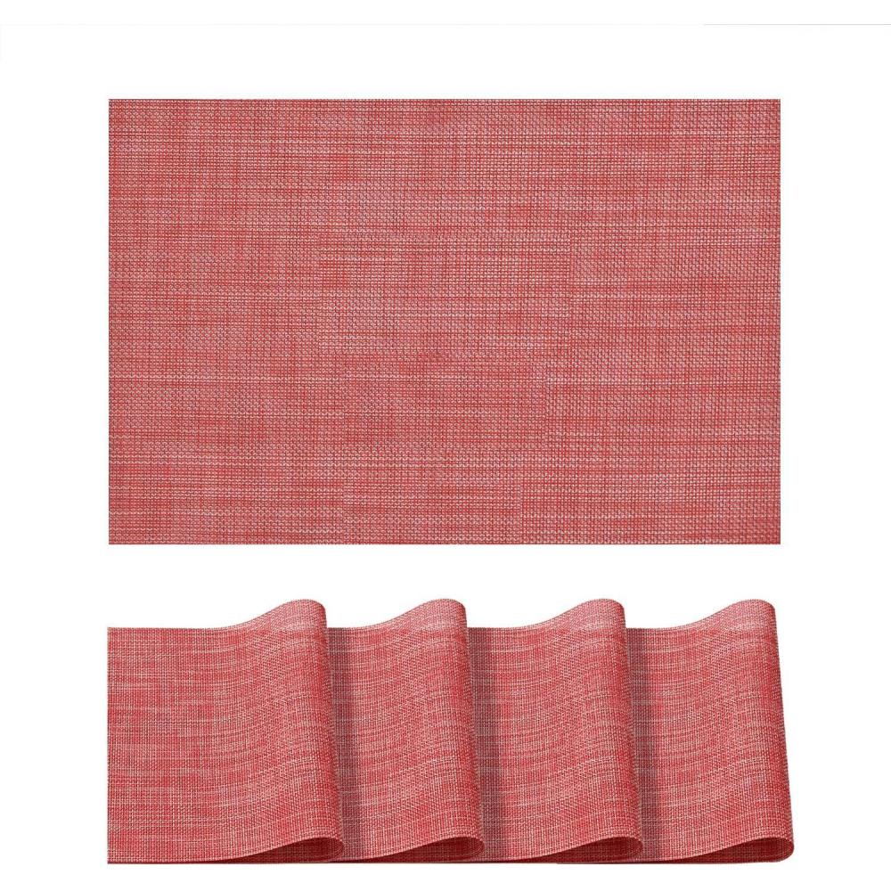 image:imageArtoid Mode Pink Vinyl Placemats Set of 4 Washable Heat Resistant NonSlip Plastic PVC Place Mats for Farmhouse Holiday Party Dining DecorRed