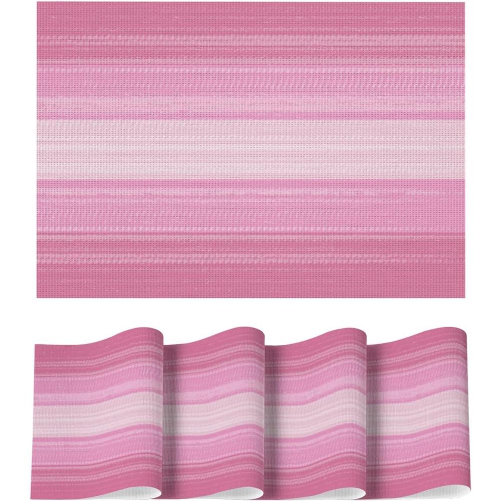 image:imageArtoid Mode White Pink Vinyl Placemats Set of 4 Washable Heat Resistant NonSlip Woven Plastic PVC Easter Place Mats for Farmhouse Holiday Party Kitchen Dining DecorPink