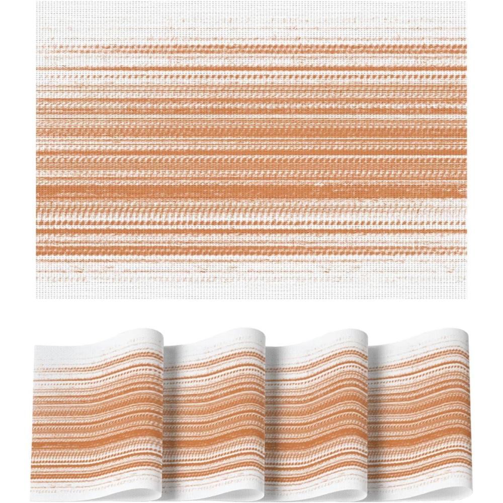 image:imageArtoid Mode White Pink Vinyl Placemats Set of 4 Washable Heat Resistant NonSlip Woven Plastic PVC Easter Place Mats for Farmhouse Holiday Party Kitchen Dining DecorWhiteOrange