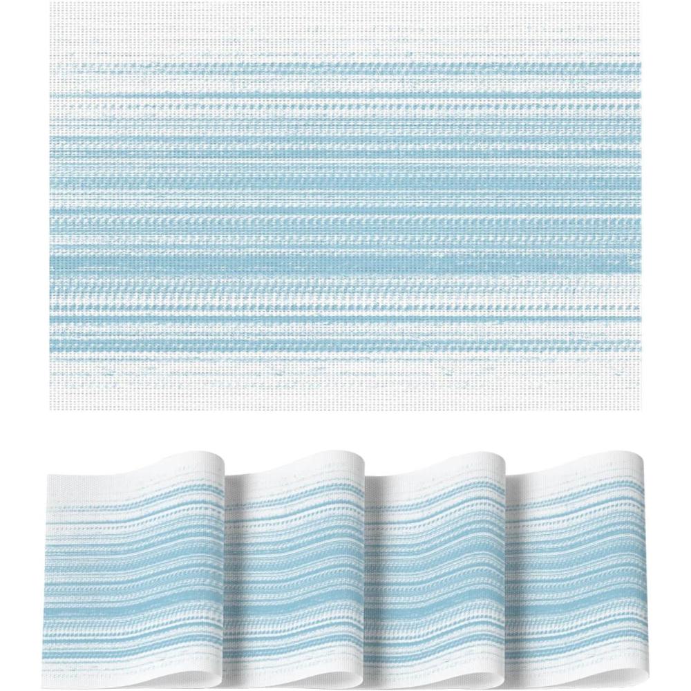 image:imageArtoid Mode White Pink Vinyl Placemats Set of 4 Washable Heat Resistant NonSlip Woven Plastic PVC Easter Place Mats for Farmhouse Holiday Party Kitchen Dining DecorWhiteBlue