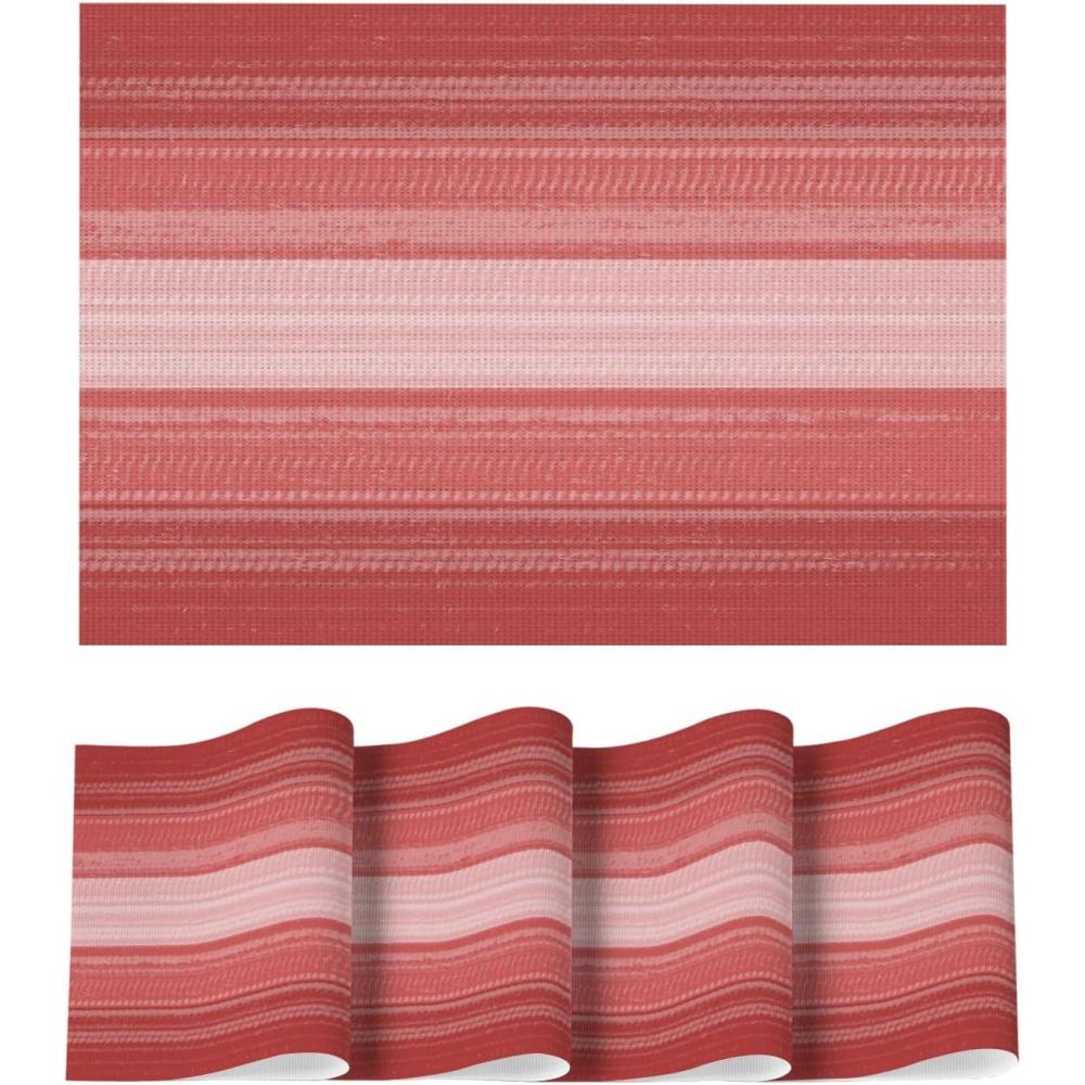 image:imageArtoid Mode White Pink Vinyl Placemats Set of 4 Washable Heat Resistant NonSlip Woven Plastic PVC Easter Place Mats for Farmhouse Holiday Party Kitchen Dining DecorRed