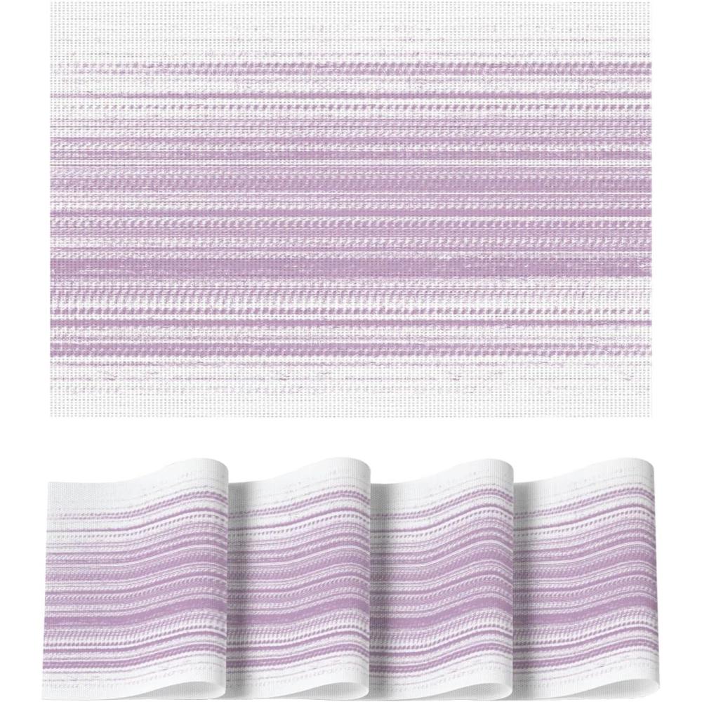 image:imageArtoid Mode White Pink Vinyl Placemats Set of 4 Washable Heat Resistant NonSlip Woven Plastic PVC Easter Place Mats for Farmhouse Holiday Party Kitchen Dining DecorWhitePurple