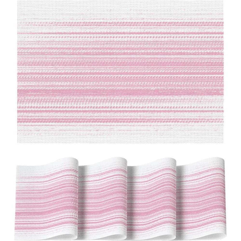 image:imageArtoid Mode White Pink Vinyl Placemats Set of 4 Washable Heat Resistant NonSlip Woven Plastic PVC Easter Place Mats for Farmhouse Holiday Party Kitchen Dining DecorWhitePink