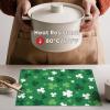 Artoid Mode Green Shamrock Vinyl St. Patrick’s Day Placemats Set of 4, 12×18 Inch Wipeable Non-Slip Spring PVC Place Mats for Party Kitchen Dining Decor