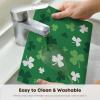 Artoid Mode Green Shamrock Vinyl St. Patrick’s Day Placemats Set of 4, 12×18 Inch Wipeable Non-Slip Spring PVC Place Mats for Party Kitchen Dining Decor