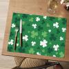 Artoid Mode Green Shamrock Vinyl St. Patrick’s Day Placemats Set of 4, 12×18 Inch Wipeable Non-Slip Spring PVC Place Mats for Party Kitchen Dining Decor