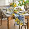 Artoid Mode Lemon Blue and White Porcelain Summer Placemats Set of 4, 12×18 Inch Vanilla Holiday Table Mats for Party Kitchen Dining Decoration