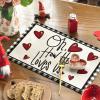 Artoid Mode Oh How He Love Us Valentine Placemats Set of 4, 12×18 Inch Holiday Anniversary Table Mats for Party Kitchen Dining Decoration