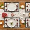 Artoid Mode Oh How He Love Us Valentine Placemats Set of 4, 12×18 Inch Holiday Anniversary Table Mats for Party Kitchen Dining Decoration