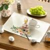 Artoid Mode Rabbit Bunny Flowers Easter Placemats for Dining Table, 12 x 18 Inch Spring Summer Seasonal Holiday Rustic Vintage Washable Table Mats Set of 4(Off-white)