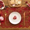 Artoid Mode Red Heart Lace Valentines Placemats Set of 4, 12×18 Inch Table Mats for Wedding Anniversary Party Dining Table Decoration(Red)