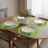 Artoid Mode Shamrock Green Vinyl St. Patrick’s Day Round Placemats Set of 4, 15 Inch Wipeable Spring PVC Woven Table Mats for Party Kitchen Dining Decor