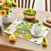 Artoid Mode Yellow Stripes Vase Lemon Summer Placemats Set of 4, 12×18 Inch Seasonal Spring Table Mats for Party Kitchen Dining Decoration