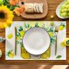 Artoid Mode Yellow Stripes Vase Lemon Summer Placemats Set of 4, 12×18 Inch Seasonal Spring Table Mats for Party Kitchen Dining Decoration