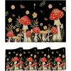 Artoid Mode Beige Mushroom Moth Flowers Placemats Set of 4, 12×18 Inch Plastic Woven Wipeable Non-Slip PVC Place Mats for Party Kitchen Dining Decor(Black)
