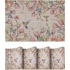 Artoid Mode Birds Flower Butterfly Placemats Set of 4, 12×18 Inch Plastic Woven Wipeable Non-Slip PVC Place Mats for Party Kitchen Dining Decor(Beige)