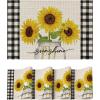 Artoid Mode Buffalo Plaid Sunflower Vase Spring Placemats Set of 4, 12×18 Inch Seasonal Holiday Table Mats for Party Kitchen Dining Decoration