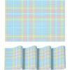 Artoid Mode Buffalo Plaid Vinyl Placemats Set of 4, 12×18 Inch Washable Non-Slip Heat Resistant Plastic Place Mats for Party Dining Table, Yellow/White(Blue)