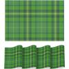 Artoid Mode Buffalo Plaid Vinyl Placemats Set of 4, 12×18 Inch Washable Non-Slip Heat Resistant Plastic Place Mats for Party Dining Table, Yellow/White(Green)