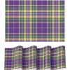 Artoid Mode Buffalo Plaid Vinyl Placemats Set of 4, 12×18 Inch Washable Non-Slip Heat Resistant Plastic Place Mats for Party Dining Table, Yellow/White(Purple)