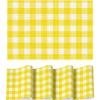 Artoid Mode Buffalo Plaid Vinyl Placemats Set of 4, 12×18 Inch Washable Non-Slip Heat Resistant Plastic Place Mats for Party Dining Table, Yellow/White(Yellow/White)