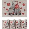 Artoid Mode Couple Gnomes Hearts Vinyl Valentines Placemats Set of 4, 12×18 Inch Washable Heat Resistant Plastic Place Mats for Party Dining Table Decor