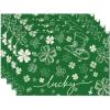 Artoid Mode Hat Clover Shamrocks Lucky St. Patrick’s Day Placemats Set of 4, 12×18 Inch Seasonal Spring Table Mats for Party Kitchen Dining Decoration(Green)