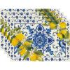Artoid Mode Lemon Blue and White Porcelain Summer Placemats Set of 4, 12×18 Inch Vanilla Holiday Table Mats for Party Kitchen Dining Decoration