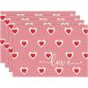 Artoid Mode Love Heart Red Placemats Set of 4, 12×18 Inch Wedding Anniversary Table Mats for Party Kitchen Dining Decoration(Pink)