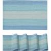 Artoid Mode Pink Vinyl Placemats Set of 4, Washable Heat Resistant Non-Slip Plastic PVC Place Mats for Farmhouse Holiday Party Dining Decor(Blue Stripe)