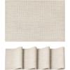 Artoid Mode Pink Vinyl Placemats Set of 4, Washable Heat Resistant Non-Slip Plastic PVC Place Mats for Farmhouse Holiday Party Dining Decor(D-beige)