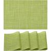 Artoid Mode Pink Vinyl Placemats Set of 4, Washable Heat Resistant Non-Slip Plastic PVC Place Mats for Farmhouse Holiday Party Dining Decor(Light Green)