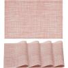 Artoid Mode Pink Vinyl Placemats Set of 4, Washable Heat Resistant Non-Slip Plastic PVC Place Mats for Farmhouse Holiday Party Dining Decor(Pink)