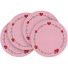 Artoid Mode Red Hearts Round Vinyl Valentines Placemats Set of 4, 14 Inch Mother’s Day Heat Resistant Plastic Place Mats for Party Dining Table Decor(Pink)