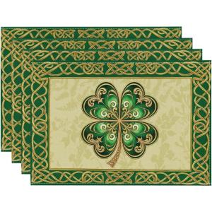 Artoid Mode Celtic Knot Shamrock St. Patrick’s Day Placemats Set of 4, 12×18 Inch Seasonal Spring Table Mats for Party Kitchen Dining Decoration
