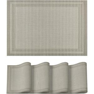 Artoid Mode Pink Vinyl Placemats Set of 4, Washable Heat Resistant Non-Slip Plastic PVC Place Mats for Farmhouse Holiday Party Dining Decor(C-champagne)