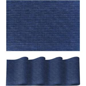 Artoid Mode Pink Vinyl Placemats Set of 4, Washable Heat Resistant Non-Slip Plastic PVC Place Mats for Farmhouse Holiday Party Dining Decor(D-dark Blue)